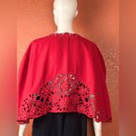 Unbranded RARE Vintage Chic Red Floral Sequined Cutout Cape Size L Photo 6