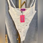 Edikted NEW  XS Lace Trim Corset White Bodysuit Photo 1