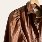 Peter Som  Brown Faux Leather Belted Tie Waist Button Front Mini Shirt Dress Sz 2 Photo 7