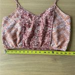 American Eagle 100% Cotton/Linen Boho Floral Crop Top Sz M Peach/Pink Peasant Photo 7