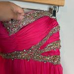 Sherri Hill bright pink embellished strapless formal dress Photo 1