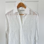 ZARA  Openwork Eyelet White Maxi Shirt Dress Long Sleeve Coverup Size XS Photo 4