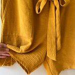 Retrology Sz L Mustard Stretch Shorts Belted Tie Front Pockets Paper Bag Waist Yellow Size L Photo 3