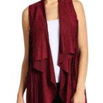 Oliver Women's Pocketed Open Front Faux Suede Drape Vest Cardigan Sz M Red Size M Photo 0
