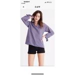 Madewell NWT Tie Sleeve Popover Top Cotton LINEN Blend Plaid Size M BOHO Photo 5