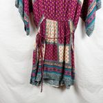 American Eagle Outfitters XS Boho Floral Kimono Sleeve Dress Burgundy Tie Waste Photo 2