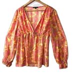 Simply Irresistible women’s flowy Y2K babydoll floral paisley blouse size XL Pink Photo 9