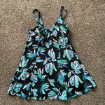 Croft & Barrow Women’s One Piece Swim Suit With Attached Dress. Black/blue. 12 Photo 0