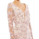 Mac Duggal Pink Floral long Skeeve Lace Applique Deep V Neck ALine Gown Size 14 Photo 3