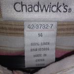 Chadwick's  14 Pink Tan Stripe Linen Top Plus Photo 4