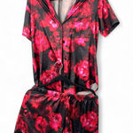 Victoria's Secret  M Pj's Pajama Set Satin Shorts Top Dark Floral Women Sleepwear Photo 0