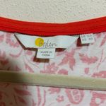 Margo Orange White Floral Short Cap Sleeve Dress Jersey Knit Pockets Size 8 Photo 3