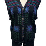 Vintage Cullinane Womens M‎ Sweater Vest Black Floral Lamb's wool blend cottage Size M Photo 0