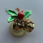 Vintage Rare bundle of Three holiday pins with bells, costume, Christmas, festiv Gold Photo 5