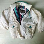 Vintage 90’s Puffer Ski Suit Jacket Prezzia Coat Funky Art to Wear Size Medium White Photo 1