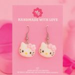 Cute Hello Kitty Face Earrings 🎀💗 Pink Bow Kawaii Girly Jewelry Photo 0
