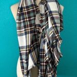 Thick chunky plaid winter scarf Blue Photo 0