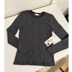 Goldie $125 New  Lewinter Ribbed Pyramid Tipped Long Sleeve Tee - Small - Gray Photo 0