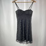 Lulus  So Into You Crochet Lace Bustier Skater‎ Dress in Black Size Small Photo 4