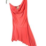 Rhapsody  Y2K Strapless Dress Womens M Orange Bandeau Stretch Shark Bite Coquette Photo 3