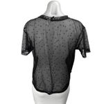H&M Divided Black Star Print Short Sleeve Mesh Sheer Cover up Shirt Top Size S Photo 1