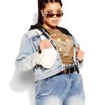 City Chic Hooded Mixed Media Denim Jacket Photo 2