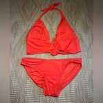 Carmen Marc Valvo Women's Bright Orange Two Piece Bathing Suit,Bikini,Size S Photo 0