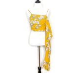 Goodnight Macaroon Crop Top Size S Yellow Floral Self Tie BOHO Chic Tropical Photo 5
