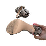 Lulus  White Black Snake Print Ankle Strap Sandals Heels Size 5.5 Photo 2