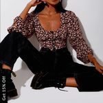 Motel Rocks NWT Motel Glario Floral Cropped Peasant Balloon Sleeve Blouse Large Photo 1