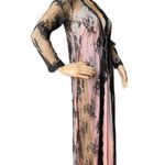 Boutique Sexy Long Black Lace Scalloped satin ribbon closing Robe size small Photo 7