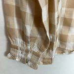 Women's Gingham Print Ruffle Long Sleeve Top Size Large Brown Photo 7