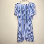 Lulus  Sun On My Side Blue‎ White Striped Tie Front Cutout Skater Dress MEDIUM Photo 5