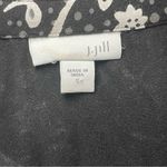 J. Jill Shirt Dress Small Black Floral Print Button Front Stretch Cotton Knit Black Photo 4