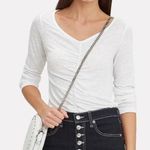 frame denim Frame Shirred Long Sleeve Linen Top White Size Large Photo 0