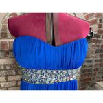 Sequin Hearts formal dress prom strapless jeweled waist sheer layers royal blue Photo 1