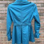 Ambition Double Breasted Trench Coat Teal Belt Women Size Small Chic Lightweight Blue Photo 5