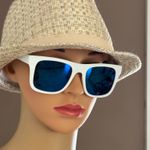 True Religion  White Sunglasses with Blue Mirrored Lenses  Photo 0
