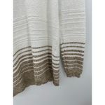 Calvin Klein  Sweater Women Medium White Gold Striped Cowl Neck Knit Pullover Photo 3