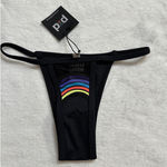 Pacific & Driftwood Taste the Rainbow Bikini Bottom Black Womans XS NWT Photo 0