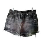 Old Navy Black High-Rise Slouchy Straight Distressed Cut-Off Jean Shorts Size 10 Photo 3