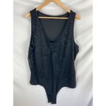 Torrid Womans Black Lace Corset Seamed Lace-Up Bodysuit Size 3X Photo 5