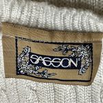 Women's White Cable Knit Sweater Vintage 90s Rayon Blend Cropped Short Sleeve Size L Photo 7