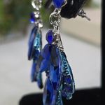 Statement Silver and Blue Floral Crystal Necklace and Earrings Set Photo 7