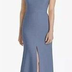 NWT Dessy Collection V Neck Off The Shoulder Trumpet Gown Dress 14 Larkspur Blue Photo 0