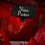 Nina Parker New Trendy Plus Printed Organza Red Button Up Blouse Size 1X Photo 7