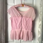 American Eagle Light Pink Peplum Sheer Cap Sleeve Blouse size M back zip up Photo 4