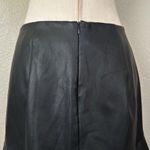 Who What Wear Black Faux Leather Mini Skirt with Ruffle Lace Hem Photo 7