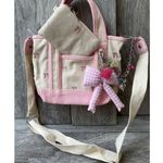Madden Girl Mini Tote Pink Canvas Bow Bag with Charm & Pouch Photo 0