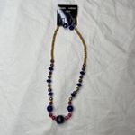 Fashion Earrings Jewelry Set Necklace and Earrings Navy Blue, Pink Gold Blue Photo 5